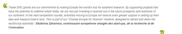 Quote from the European Research Council